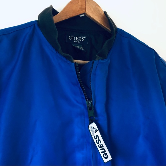 Vintage Guess USA Blue Windbreaker Jacket (L) - Picture 3 of 8